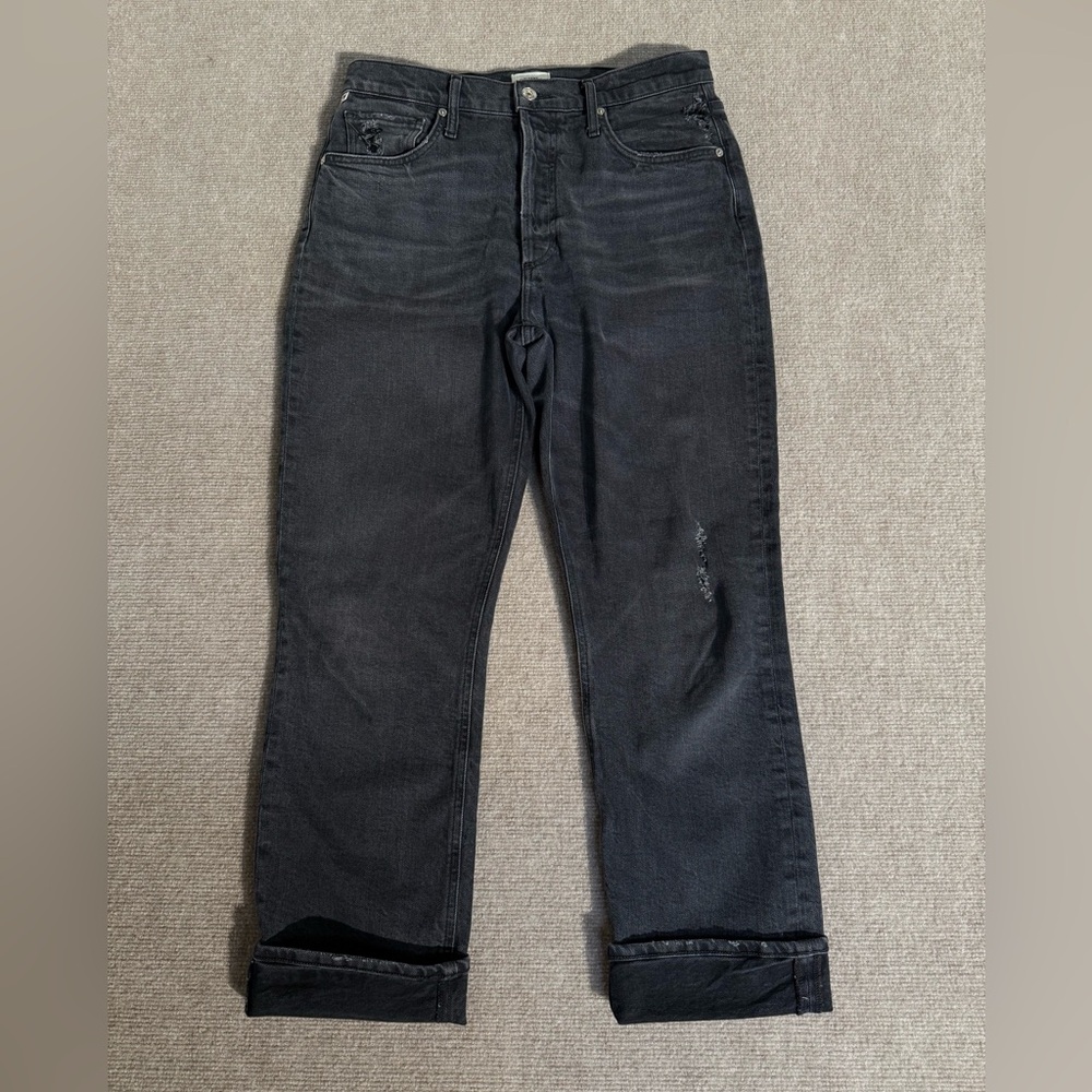 Citizens of Humanity Sabine Black High-Rise Button-Fly Wide Leg Jeans | 29